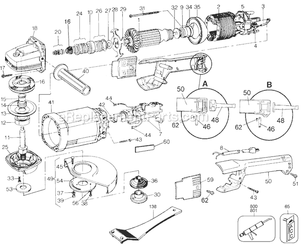 Page A Diagram and Parts List for 4074 Type 103 Black and Decker Angle Grinder
